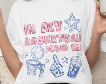 In My Basketball Mom Era Comfort Colors Tee, Faux Sketch Graphic, Game Day Style