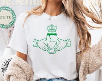 St Patricks Day Vitamin G Shirt, Irish Beer Claddagh Graphic, Retro Stout Pint, Funny Drinking Illustration