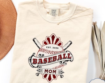 Baseball Mom Shirt, Vintage Sports Graphic, Aesthetic Athletic Style, EST 2026