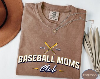 Club de Mamás de Béisbol, Camiseta Retro Vintage Deportiva Cómoda en Colores, Gráfico Estilo Universitario, Mamá del Equipo
