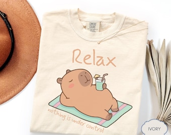 Chill Capybara Relax Shirt, Cute Animal Beach Graphic, Nothing Is Under Control Humorous Outfit