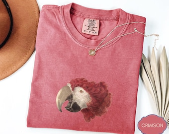 Vintage Macaw Bird Tee, Retro Parrot Illustration Graphic, Scientific Nature Print, Comfort Colors Cotton