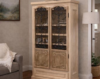 Wood Armoire Cabinet Handmade Birch Poplar Rustic Farmhouse Storage Cabinet