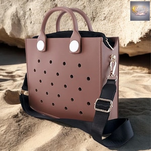 Women’s EVA waterproof shoulder bag with structured shape and charm holes, trendy summer tote for everyday essentials