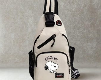 フレンズ カートゥーン スリングバッグ | オックスフォード布製チェストパック、ユニセックス トラベルショルダーバッグ