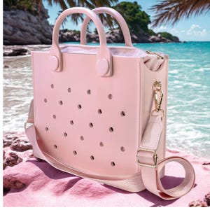 Waterproof EVA beach tote bag with structured design, spacious shoulder bag for travel, pool, and daily use