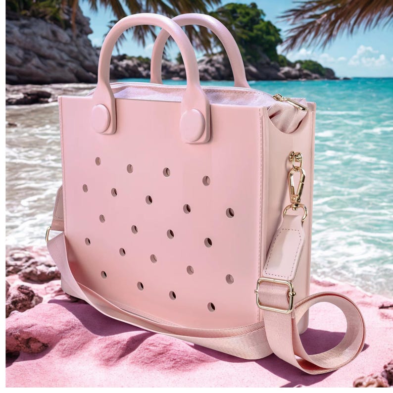 Waterproof EVA beach tote bag with structured design, spacious shoulder bag for travel, pool, and daily use