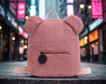 Personalized Bear Plush Backpack | Custom Name Kids School Bag | Toddler Teddy Bag