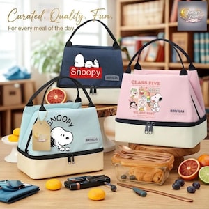 Lancheira Térmica Snoopy, Bolsa Térmica para Alimentos com Desenho Animado, Ideal para Piqueniques