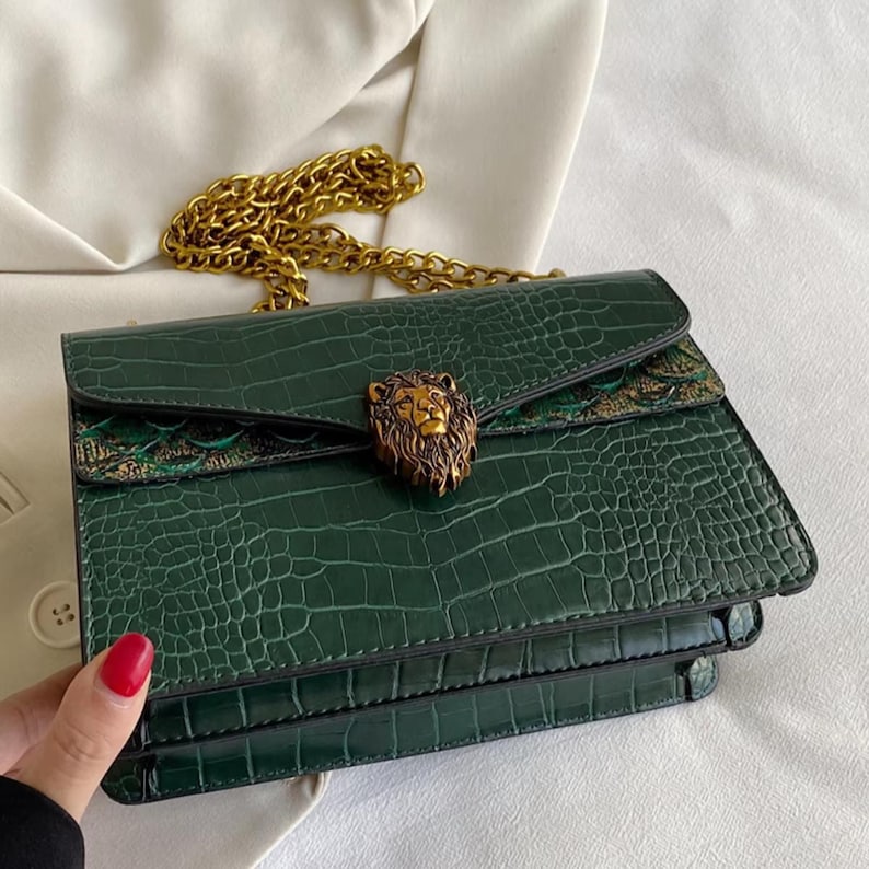 Elegant crocodile texture women’s purse with luxury inspired design perfect for parties dinners and events