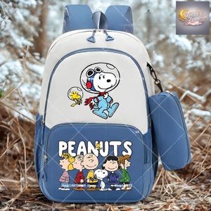 Snoopy Charming White and Blue Character Backpack Daily Backpack - Peanuts Happy Pals – LeSportsac main image 3