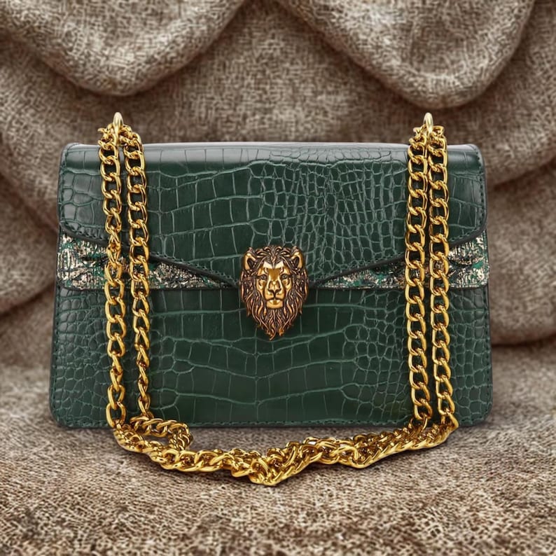 Stylish women’s croc pattern underarm purse featuring glossy PU leather texture and fashionable party look