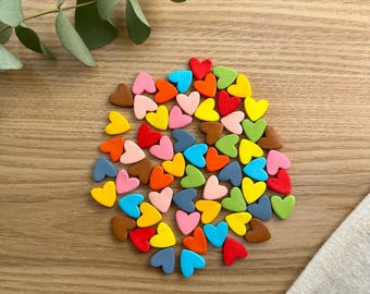 Mini-aimants colorés en forme de coeur en argile | Décoration de cuisine faite main, petits cadeaux