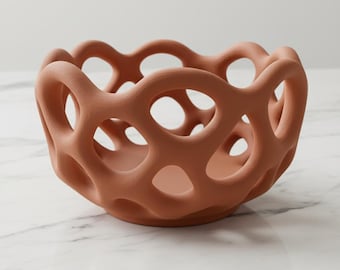 Organisk Voronoi Lattice Skulptural Skål 3D STL-fil | Modern minimalistisk heminredning | Digital nedladdning