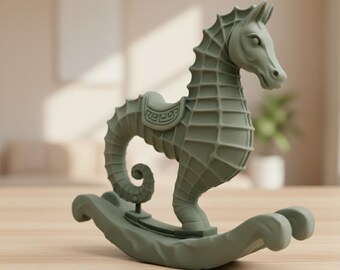 Gunghäst, sjöhäst, mytisk havsskulptur, 3D STL-fil | Unik barnkammardekor | Digital nedladdning