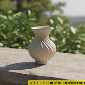 Wavy Nordic Vase 3D STL File | Modern Vase 3D Print | Digital Download