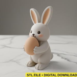 Portauova a forma di coniglio pasquale in formato 3D (file STL) / Decorazione primaverile per la tavola / Scultura stampabile / Download digitale