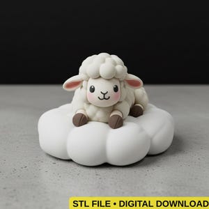 かわいい羊の雲の3D STLファイル｜ちび羊のフィギュア｜子供部屋の装飾｜デジタルダウンロード