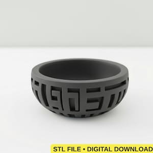 Archivo STL 3D de cuenco con laberinto geométrico / Plato impreso en 3D con relieve de laberinto / Descarga digital