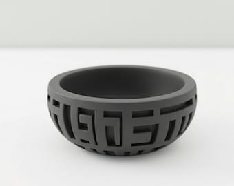 Geometrisk labyrintreliefskål 3D STL-fil | Modern minimalistisk allt-i-ett-skål | Digital nedladdning