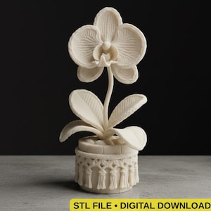 Knitted Orchid in Macrame Pot 3D STL File | Boho Crochet Flower | Digital Download