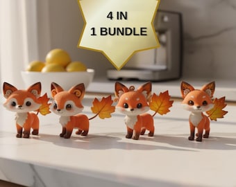 Kawaii räv lönnlöv svans 3D STL-filset | 4 höstbarnkammare | Digital nedladdning