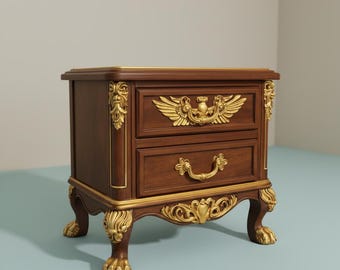 Vintage barock nattduksbord 3D STL-fil | Franskt miniatyrskåp | Digital nedladdning