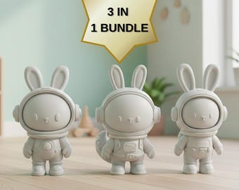 Astronautkanin 3D STL-filset | Kawaii rymdkanin barnrumsdekor | Digital nedladdning