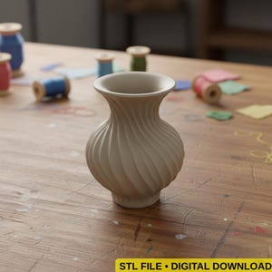 Wavy Nordic Vase 3D STL File | Minimalist Scandinavian Decor | Digital Download