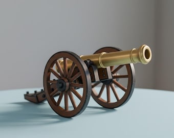 Vintage Napoleonsk fältkanon 3D STL-fil | Historisk artilleriminiatur | Digital nedladdning