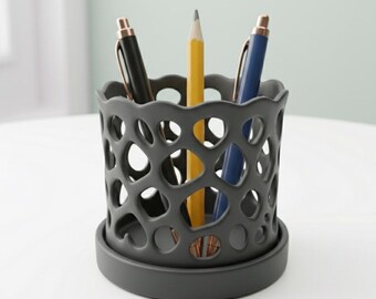 Modern Voronoi Lattice pennhållare 3D STL-fil | Skrivbordsorganisatör Planter | Digital nedladdning