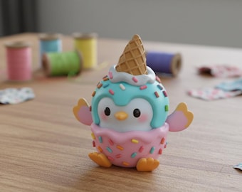 Kawaii glass kyckling dessert 3D STL-fil | Söt fågeldekor | Digital nedladdning