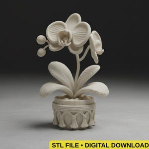 Knitted Orchid Macrame Pot 3D STL File | Full Bloom Sculpture | Plant Gift | Digital Download