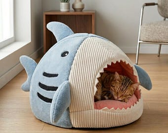 Warm Enclosed Cat Bed Cozy Pet Cave Soft Portable Kitten Nest