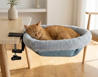 Foldable Desk Cat Bed, Space Saving Hammock Perch for Indoor Cats