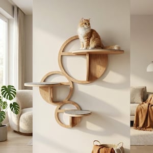 Wooden Climbing Set for Indoor Cats – Mounted Tree, Hideout & Play Platforms