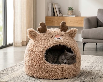 Plush Cat House Bed, Cozy Warm Pet Bed for Deep Sleep Comfort