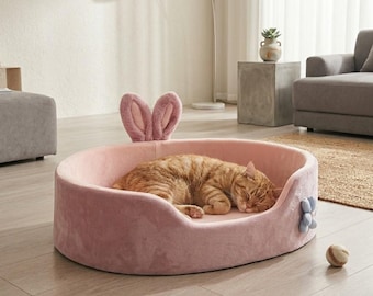 Soft Washable Cat Bed, Cozy All Season Pet Cushion for Cats and Small Dogs