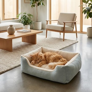 Cama acogedora para gatos y gatitos, cojín de peluche, nido lavable para interiores.