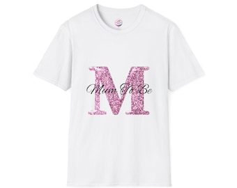 Pink Glitter Letter M Mom To Be T-Shirt | Maternity Shower Tee