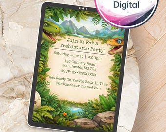 Jurassic Jungle Dinosaur Birthday Invitation (Digital Download)