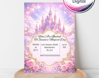 Princess Castle Birthday Invitation, Editable Fairy Tale Party Invite (Digital Download)