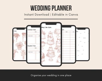 Wedding Planner Template Printable Bridal Organizer Digital Download Budget Checklist Guest List Timeline Binder