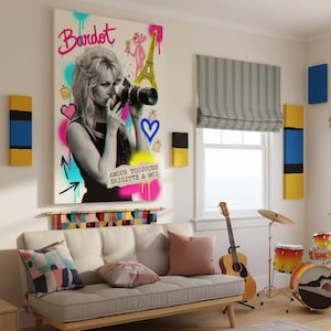 Brigitte Bardot Pop Art Print: Wieża Eiffla, Różowa Pantera, kolaż ścienny zdjęcie 4
