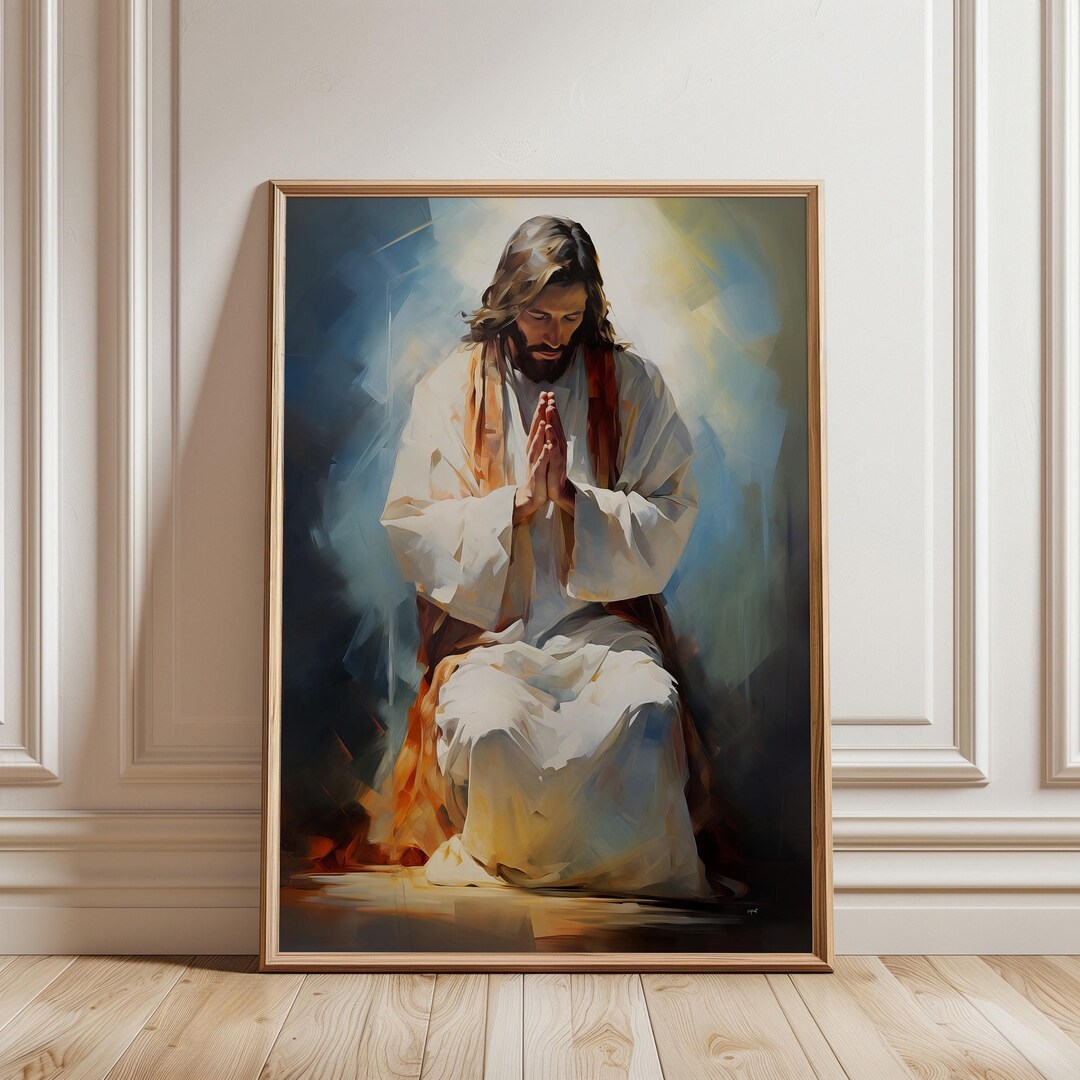 Jesus Kneeling in Prayer Canvas Art – Faith-based Religious Decor - Etsy