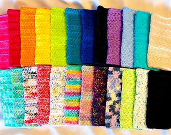 100% Cotton Crochet Washcloths, 8x7 Inch, Assorted Colors