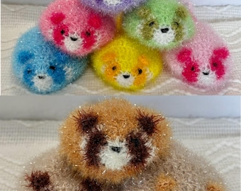 Korean Raccoon Crochet Scrubbies | Handmade Animal Dish & Bath Scrubbers | Reusable Crochet Sponge | Kitchen and Body Exfoliating Scrubby