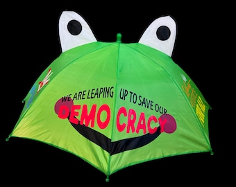 Frog Umbrella: Save Our Democracy, Liberty Justice For All, Tax The Rich Protest Gear