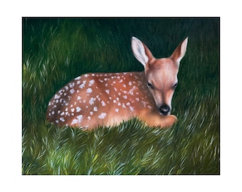 Fawn Oil Painting | Satin Poster Print