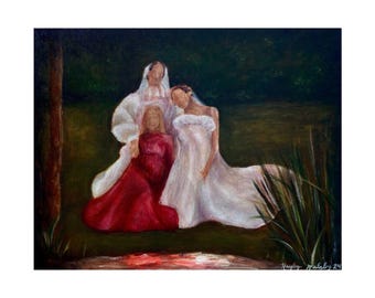 Wedding Party Original Oil Painting Poster Print | 210gsm